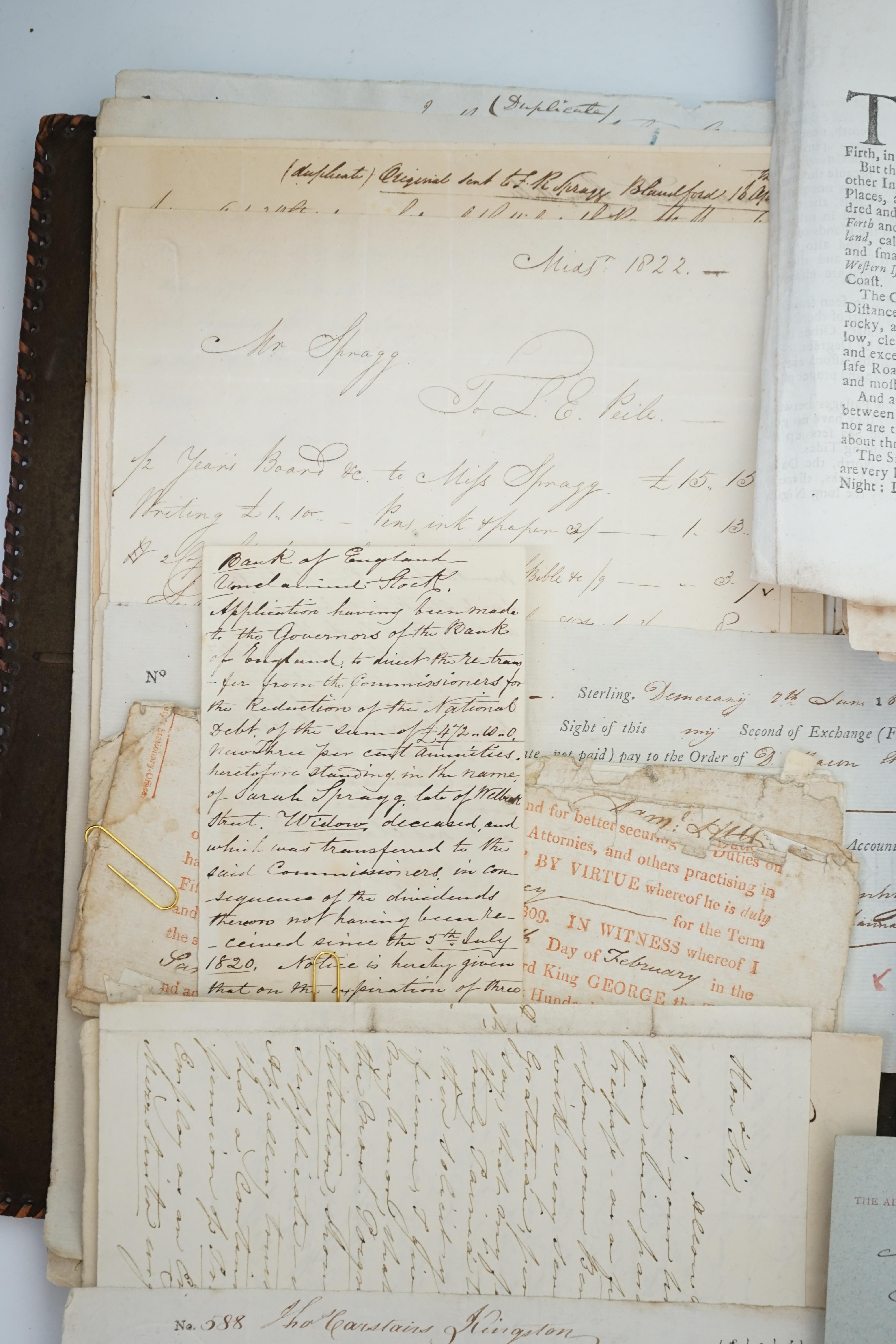 Portfolio of letters, prints and documents, 1734-1902, correspondence of George Spragge, Messrs Bainbridge and Brown, Bread Street, London
